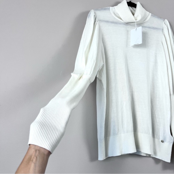 Ted Baker London Ivory Aidabel Puff Sleeve Turtleneck Sweater Size 14 - Picture 7 of 16